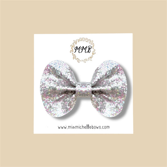 Pink & Silver Iridescent Glitter Bow