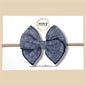 Heathered Navy Blue Linen Fairytale Bow