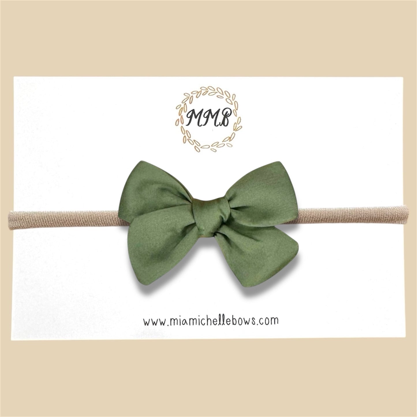 Hand Tied Green Satin Bow