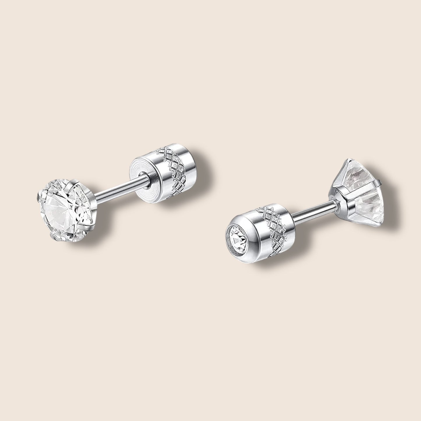 Double Sided CZ Screw Back Stud Earrings