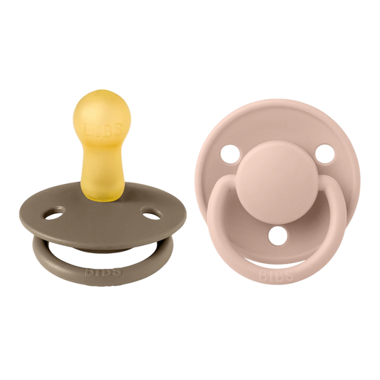 Bibs De Lux Rubber Pacifier 2 Pack- Dark Oak/ Blush