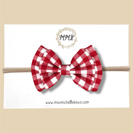Double Layer Bow in Red Gingham