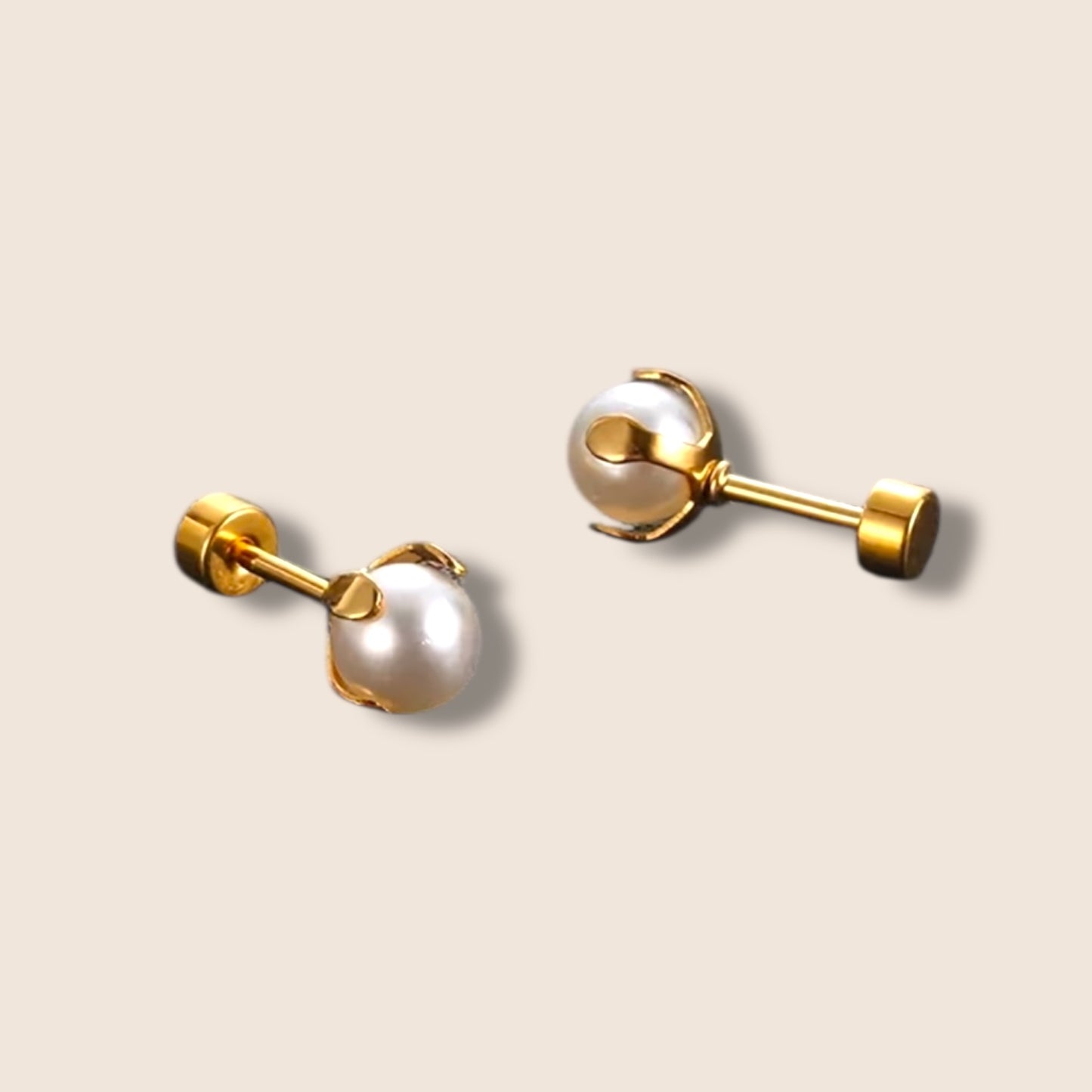 Pearl Flat Screw Back Studs