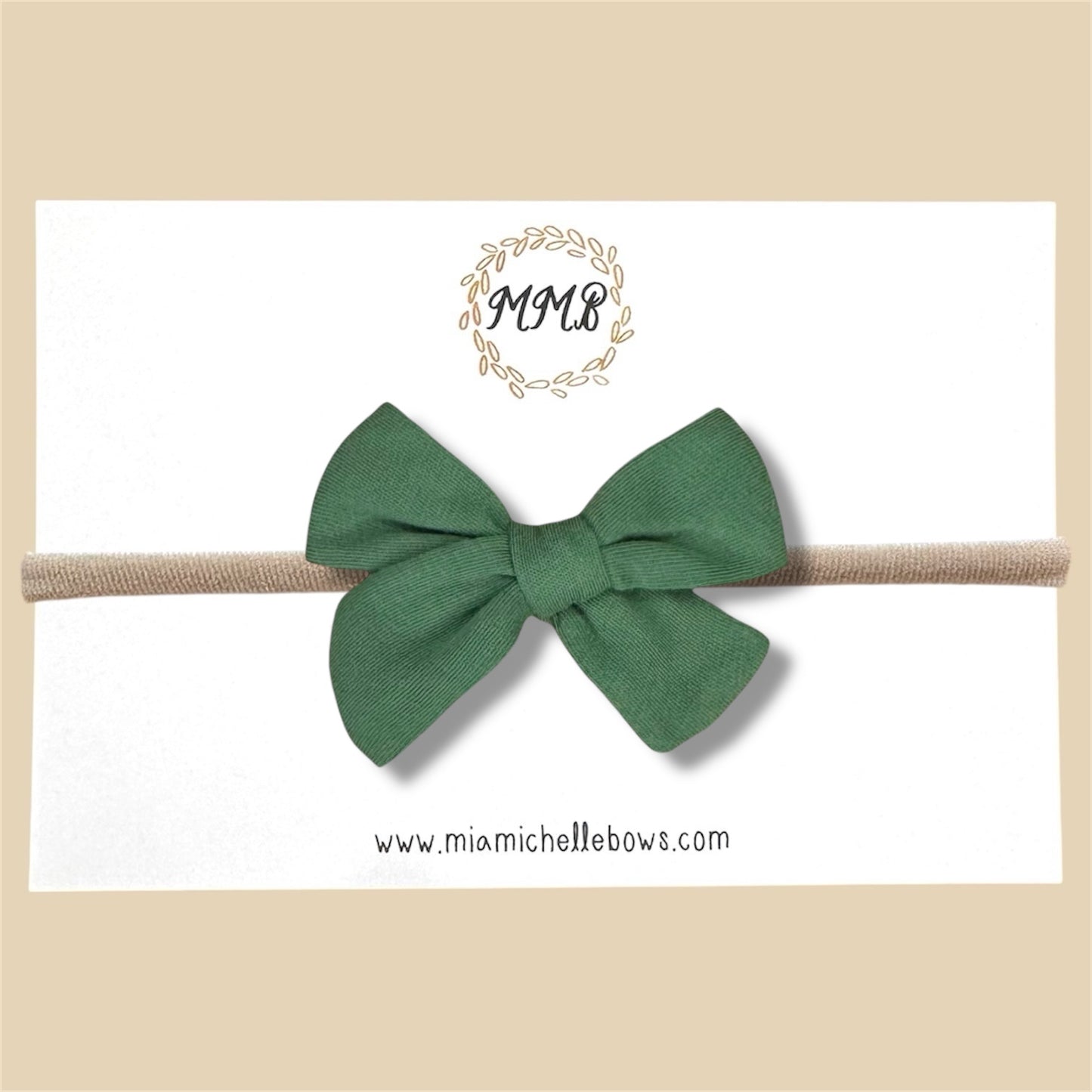 Green Stretch Knit Hand Tied Bow