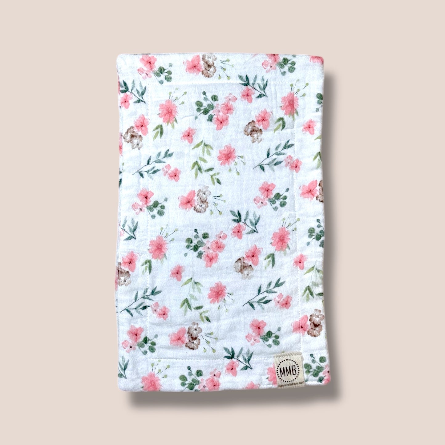 Pink Floral— Cotton Gauze Burp Cloth
