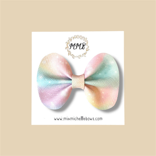 Pastel Tie-Dye Vegan Leather Bow