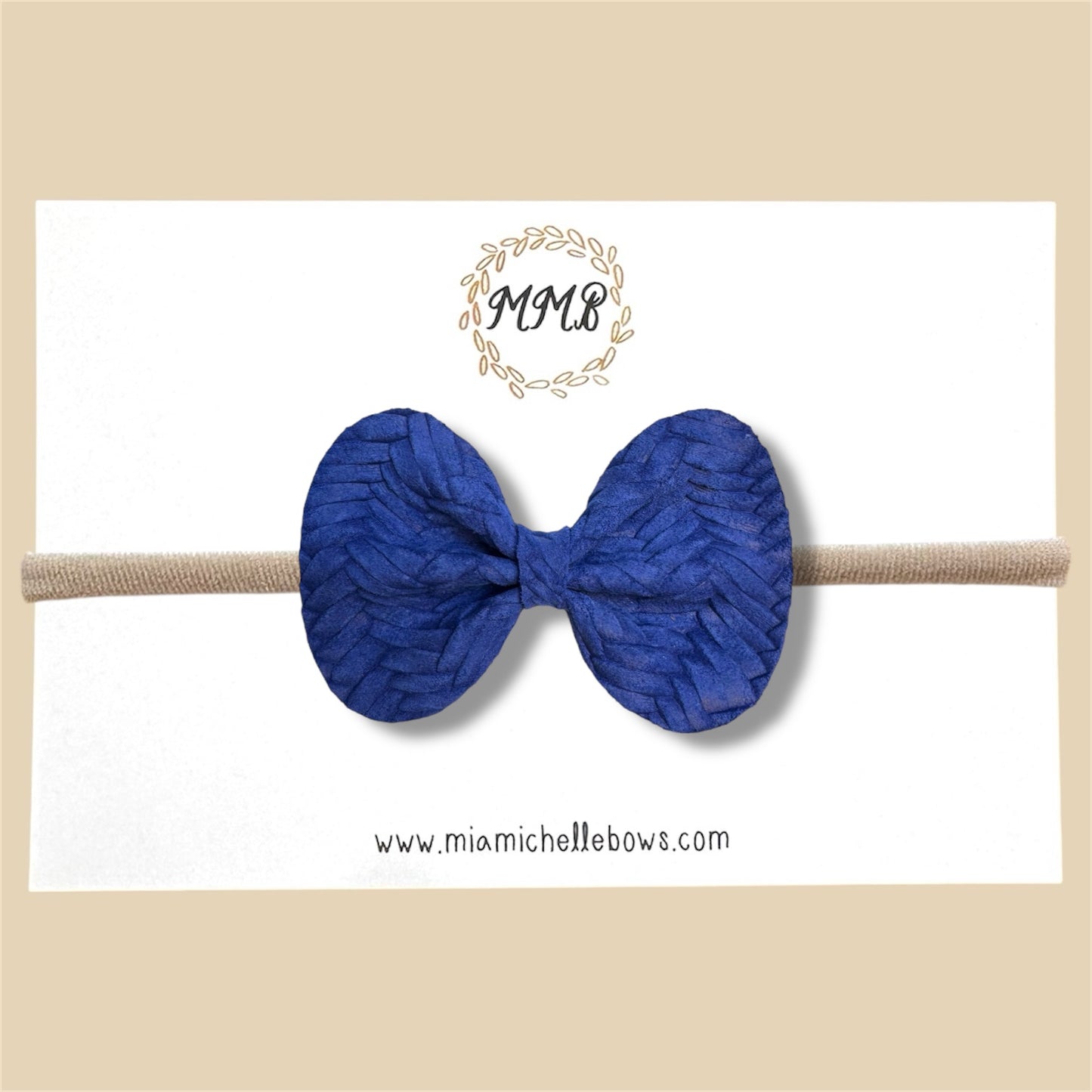 Blue Basketweave Genuine Leather Bow