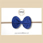 Blue Basketweave Genuine Leather Bow