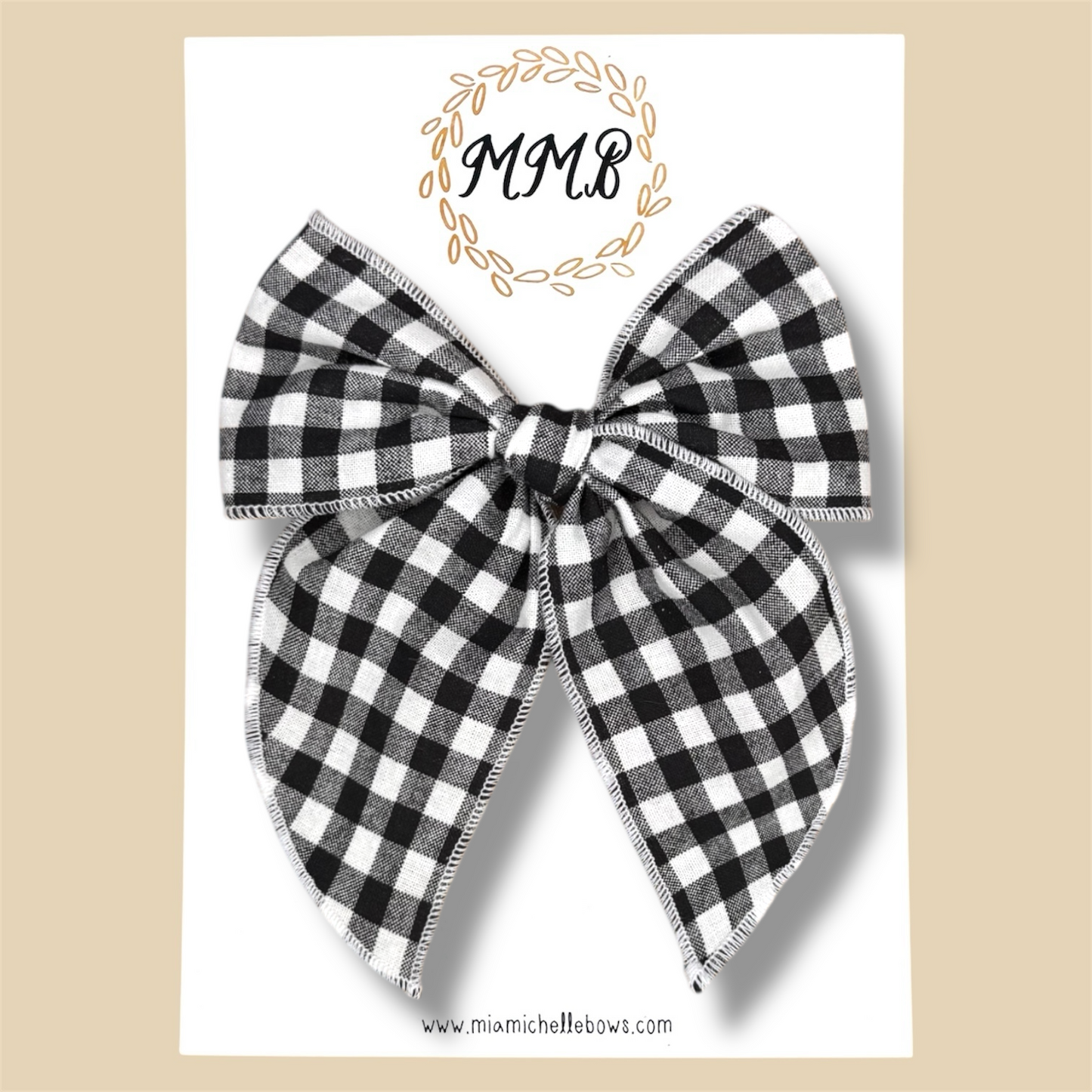 Black Gingham Fairytale Bow