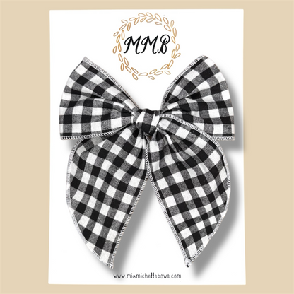 Black Gingham Fairytale Bow