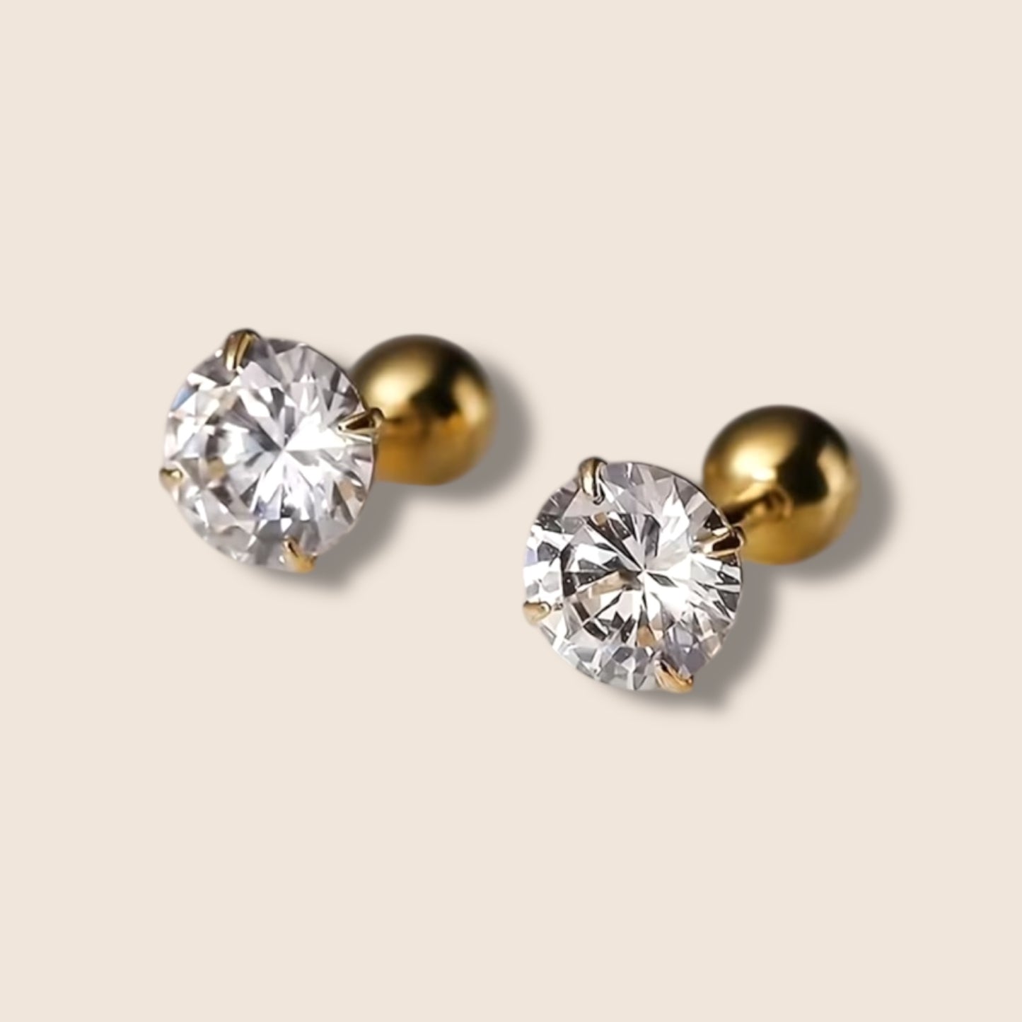 Round CZ Ball Screw Back Studs