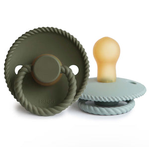 Olive & Sage Rope Natural Rubber FRIGG Pacifier 2 pack