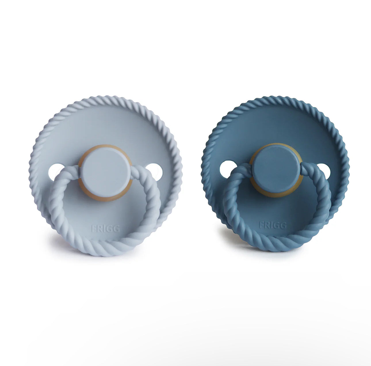 Powder Blue & Ocean Blue Rope Natural Rubber FRIGG Pacifier 2 pack