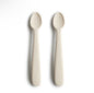 Mushie Silicone Feeding Spoons in Cambridge Blue / Shifting Sand