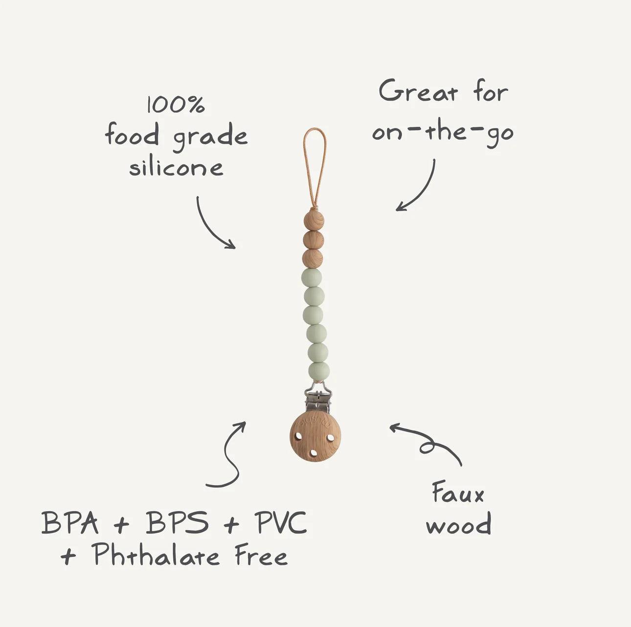 Mushie Silicone Pacifier Clip-Eva