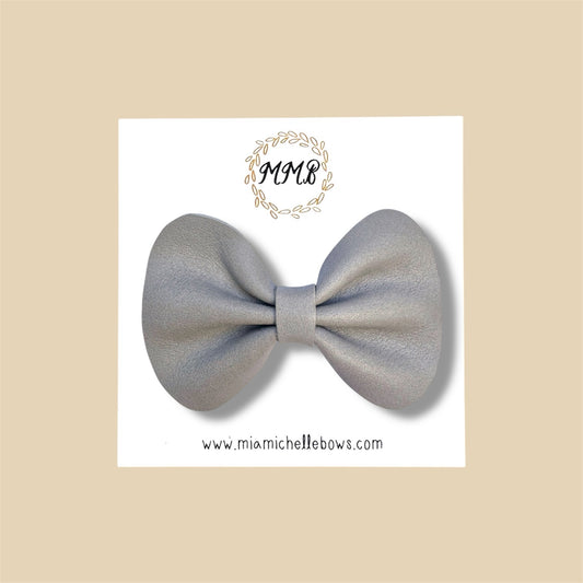 Greige Genuine Leather Bow
