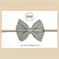 Greige Scalloped Genuine Leather Bow