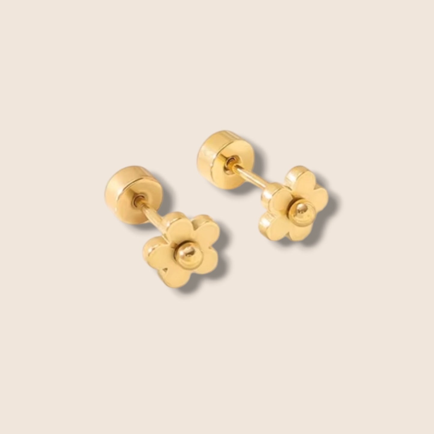 Gold Flower Screw Back Studs