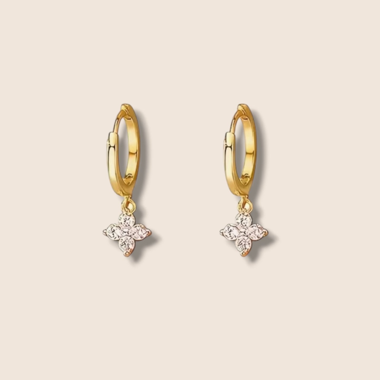 CZ Gold Flower Hoops
