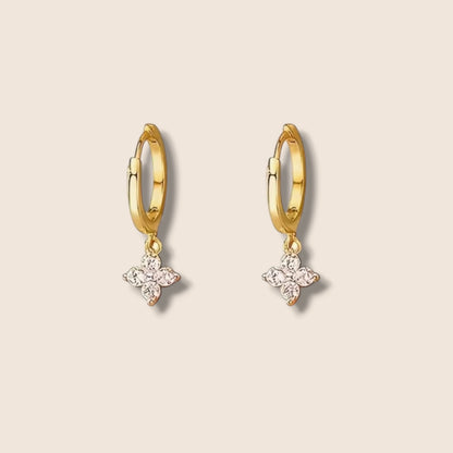 CZ Gold Flower Hoops