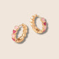 Gold Pink Heart Hoops