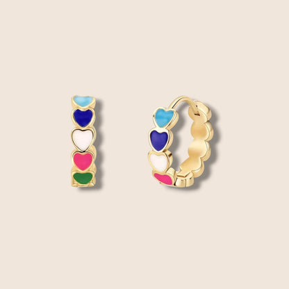 Gold Colorful Heart Hoops
