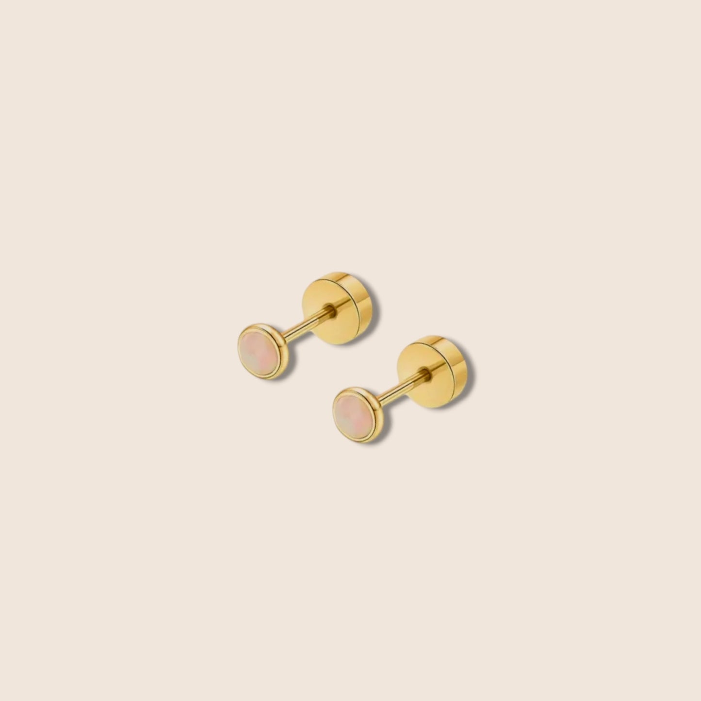 Gold Stud Stone Earrings