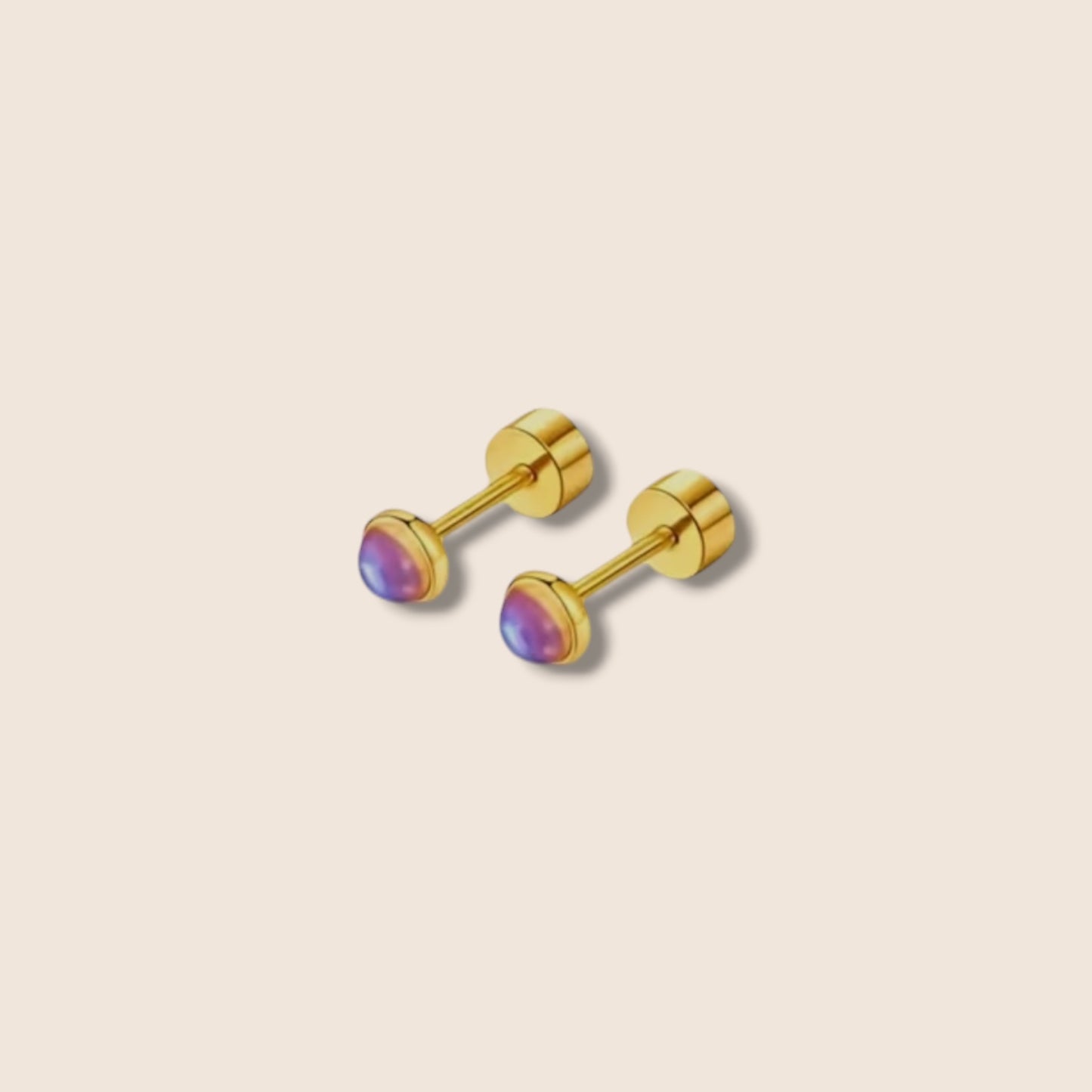 Gold Stud Stone Earrings
