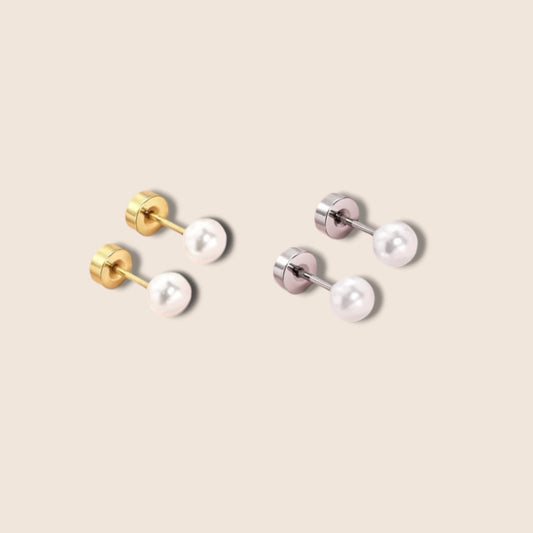 Simple Pearl Screw Back Studs
