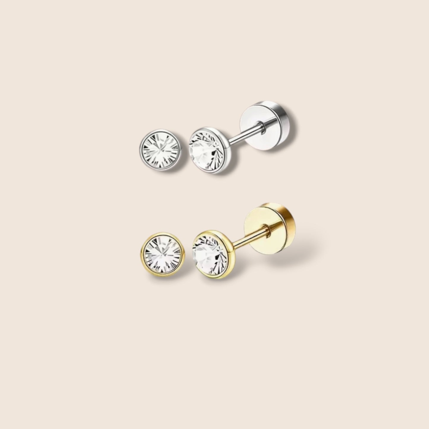 Simple Rimmed CZ Screw Back Studs