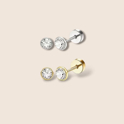 Simple Rimmed CZ Screw Back Studs