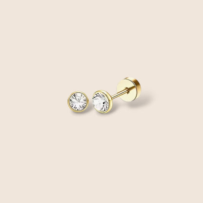 Simple Rimmed CZ Screw Back Studs