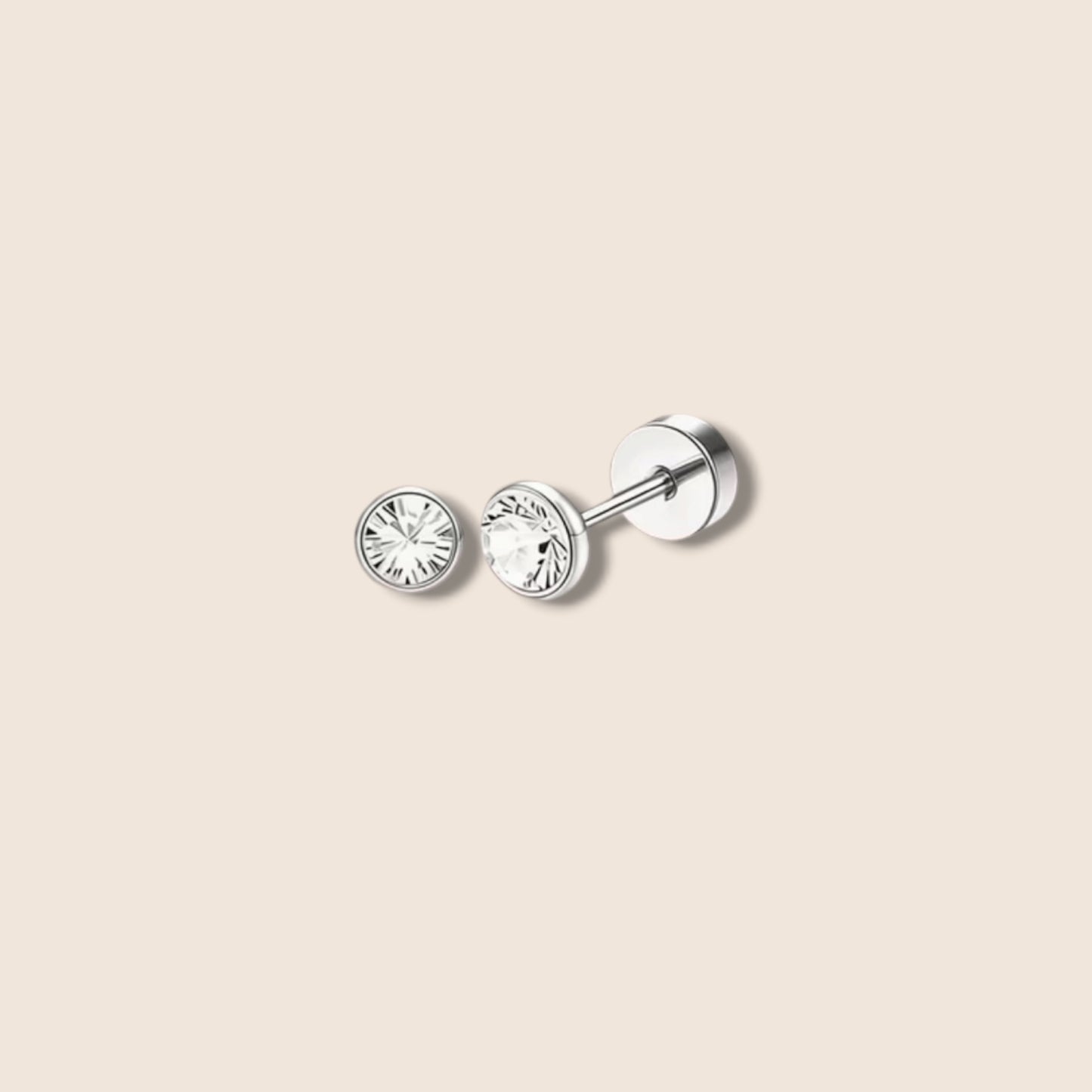 Simple Rimmed CZ Screw Back Studs