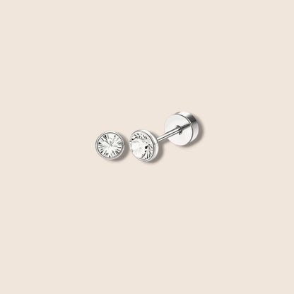 Simple Rimmed CZ Screw Back Studs