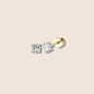 Gold Square CZ Flat Screw Back Studs