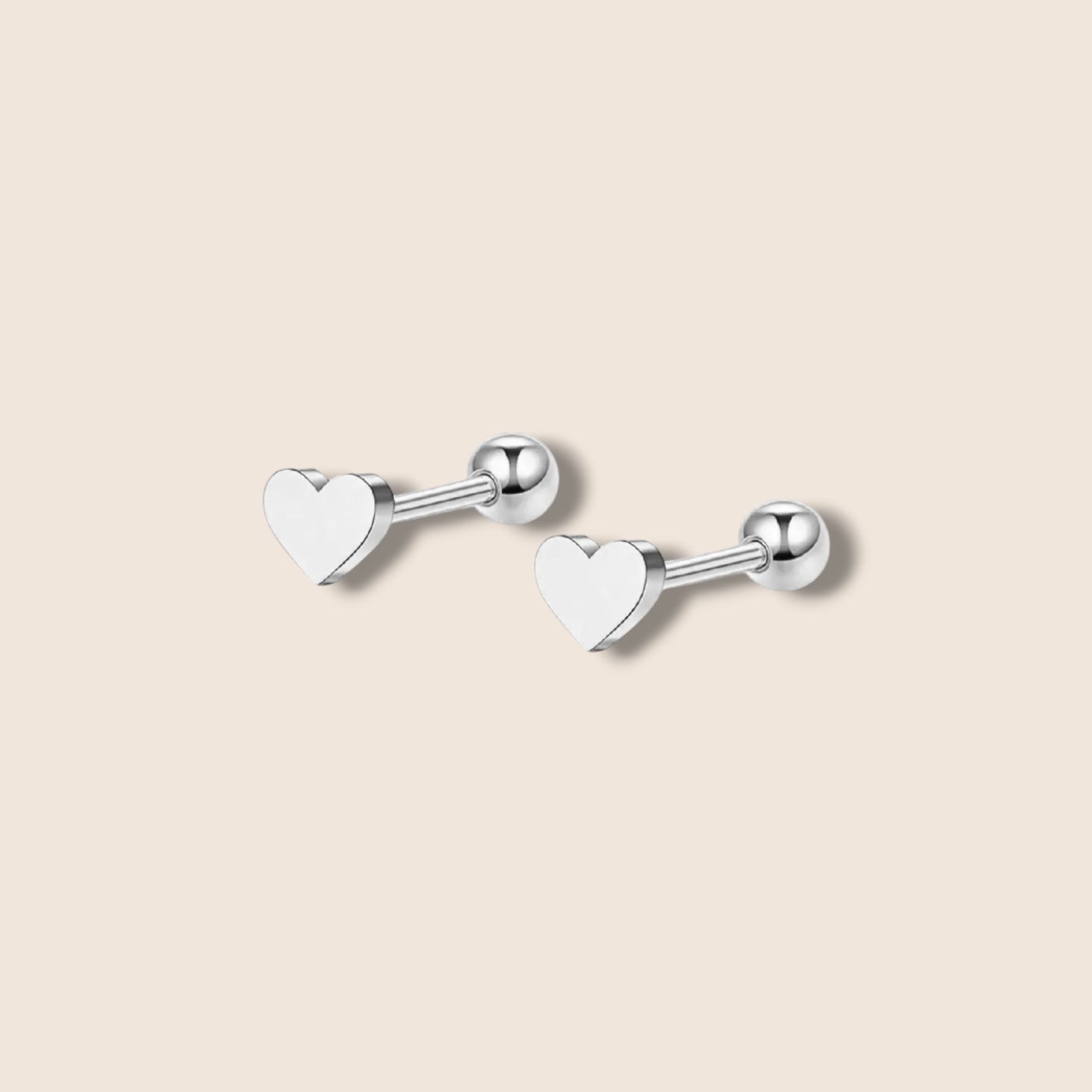 Gold Heart Screw Back Studs