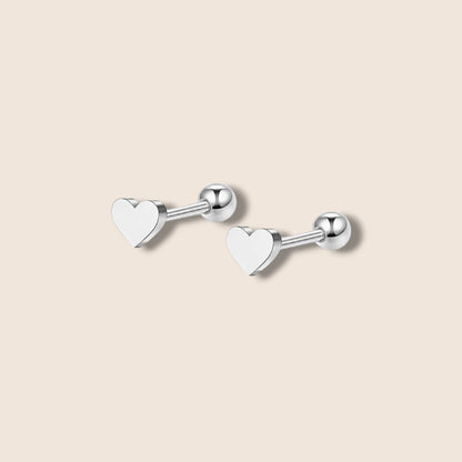 Gold Heart Screw Back Studs