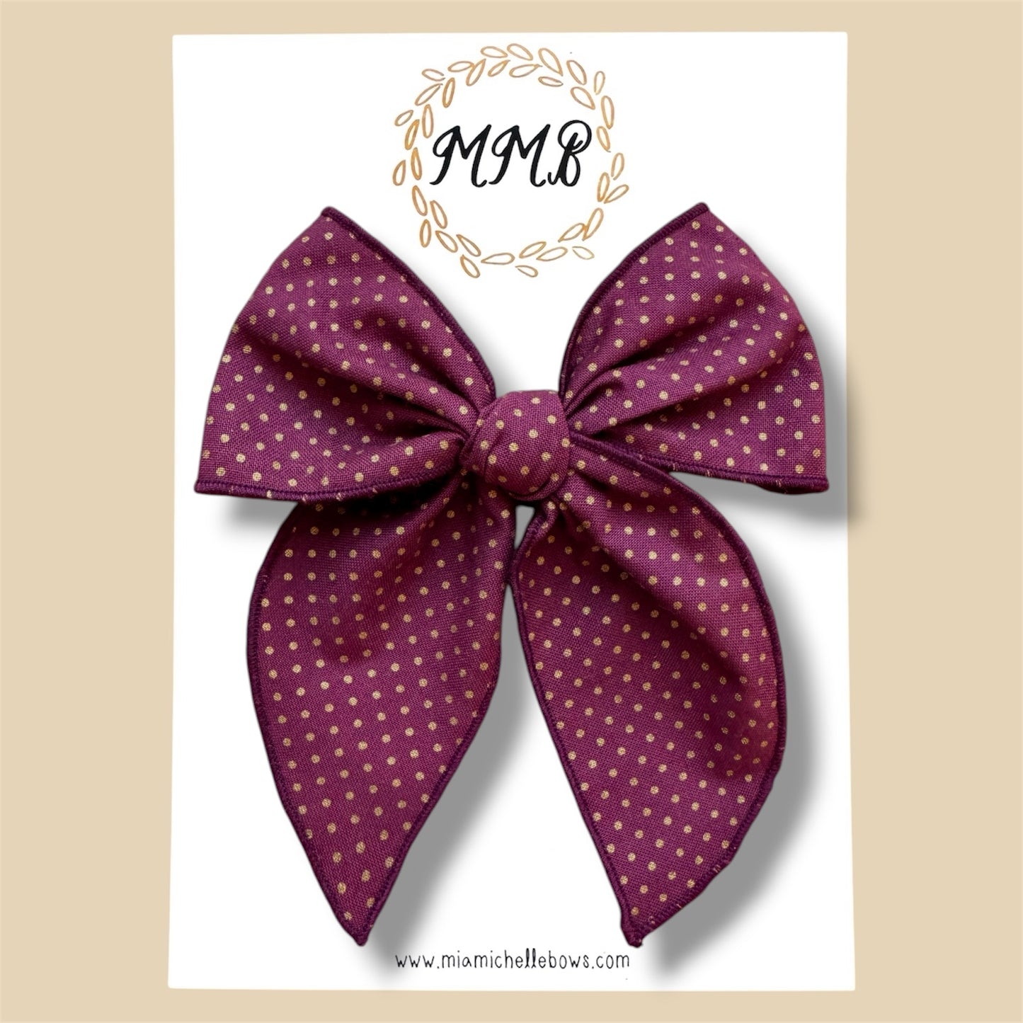 Burgundy Gold Dot Fairytale Bow