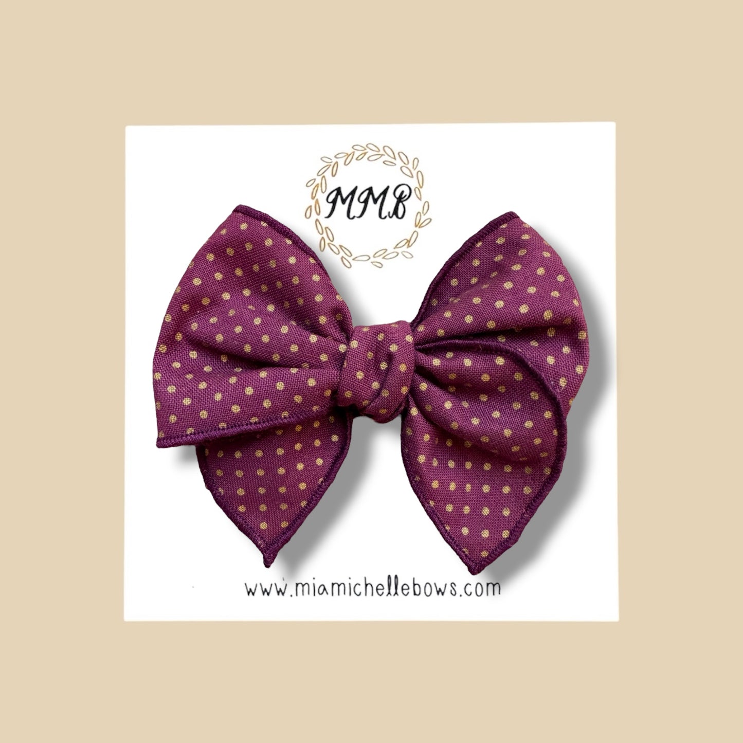 Burgundy Gold Dot Fairytale Bow