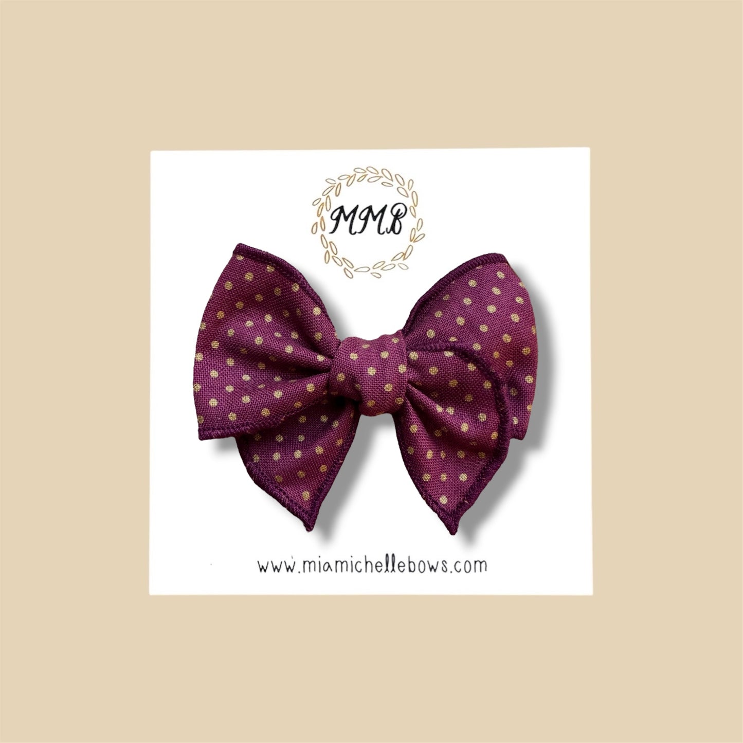 Burgundy Gold Dot Fairytale Bow