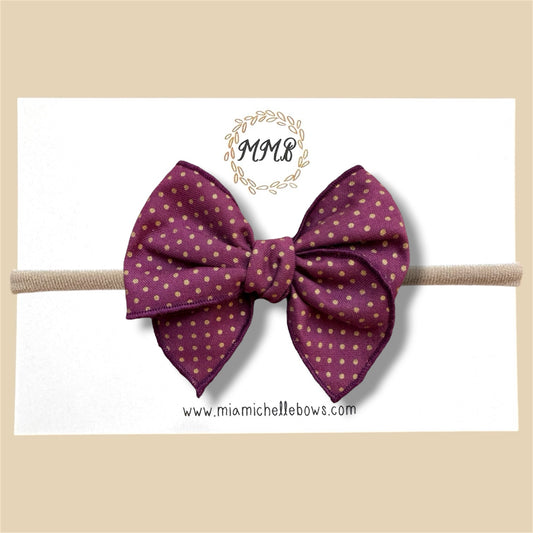 Burgundy Gold Dot Fairytale Bow