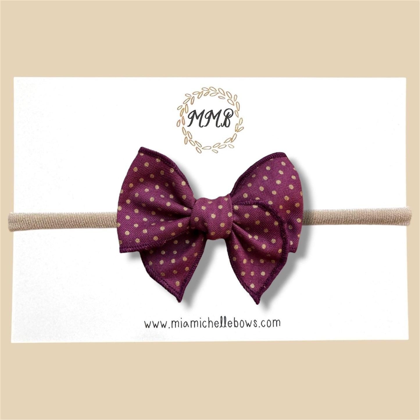 Burgundy Gold Dot Fairytale Bow