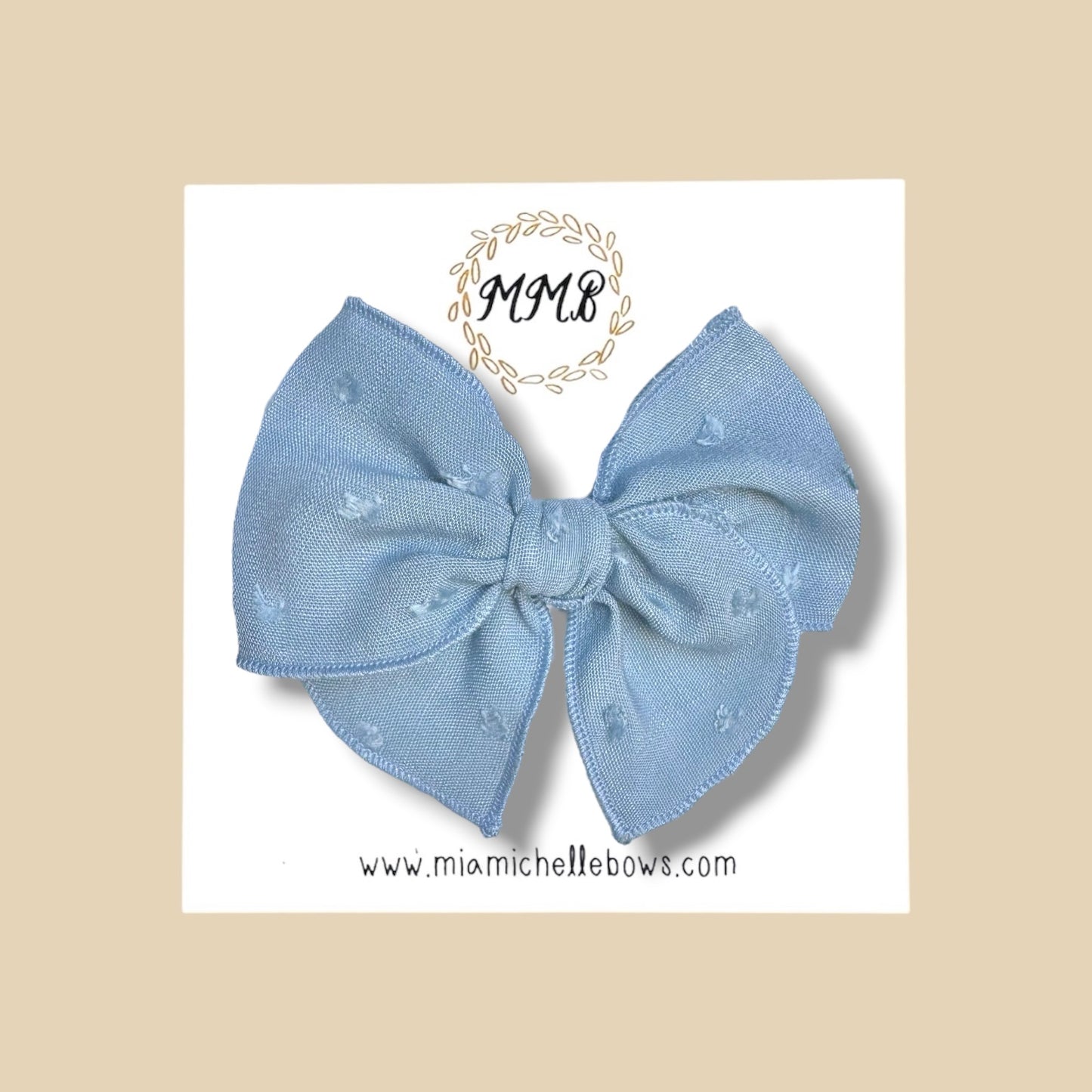 Dusty Blue Swiss Dot Fairytale Bow