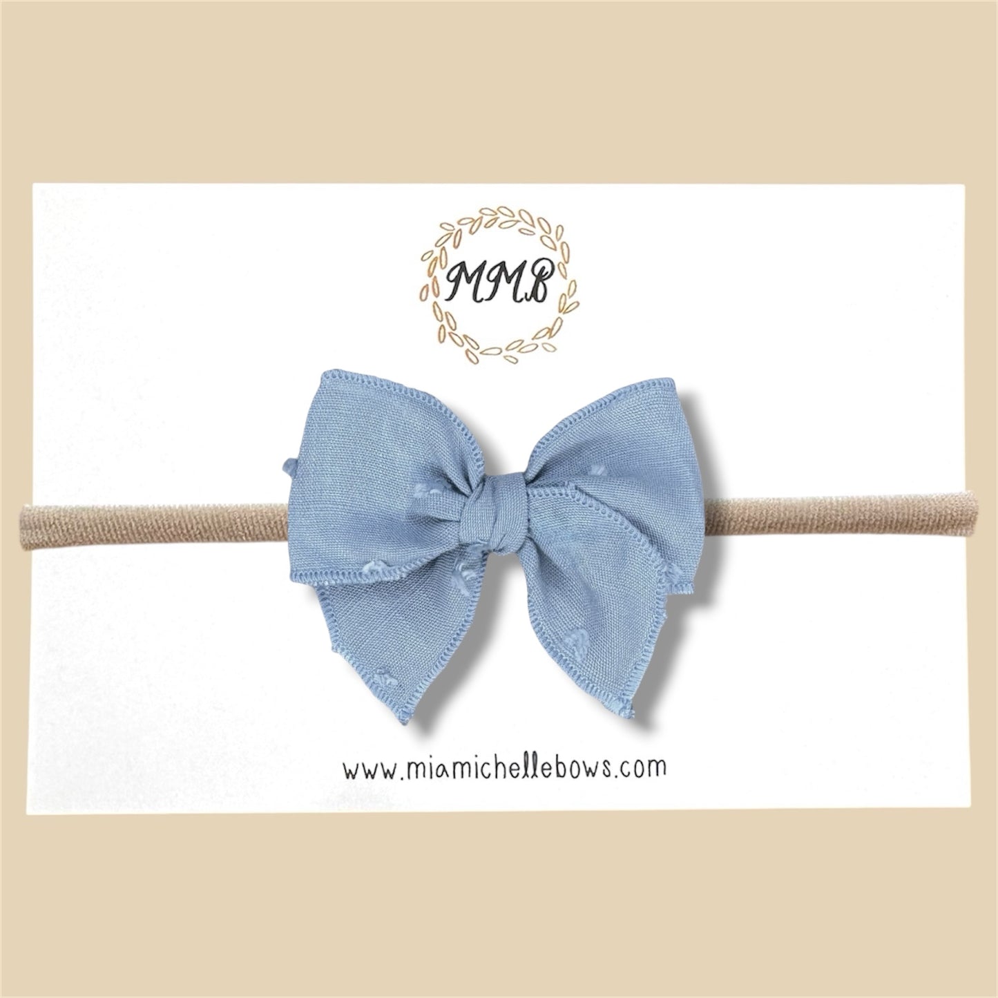 Dusty Blue Swiss Dot Fairytale Bow