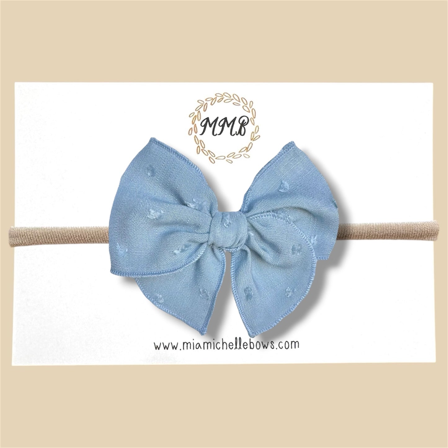 Dusty Blue Swiss Dot Fairytale Bow