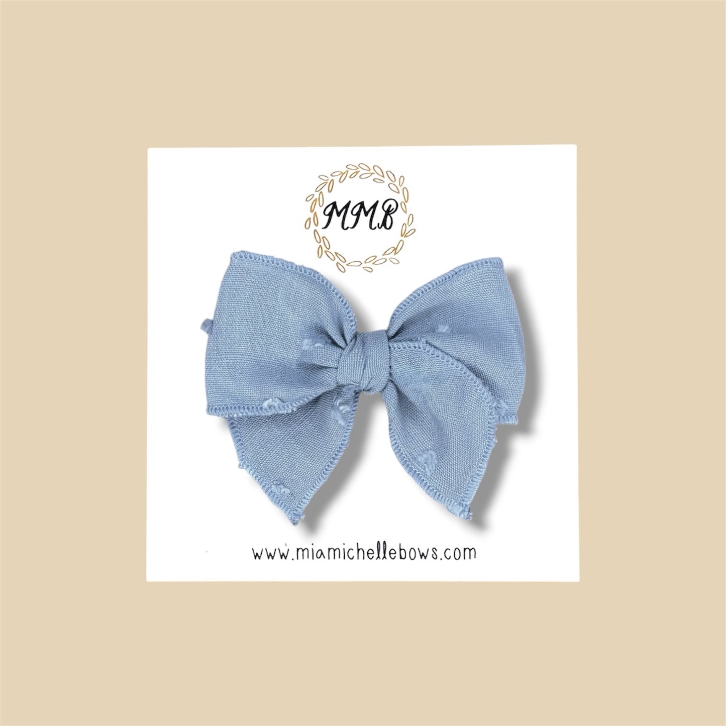 Dusty Blue Swiss Dot Fairytale Bow