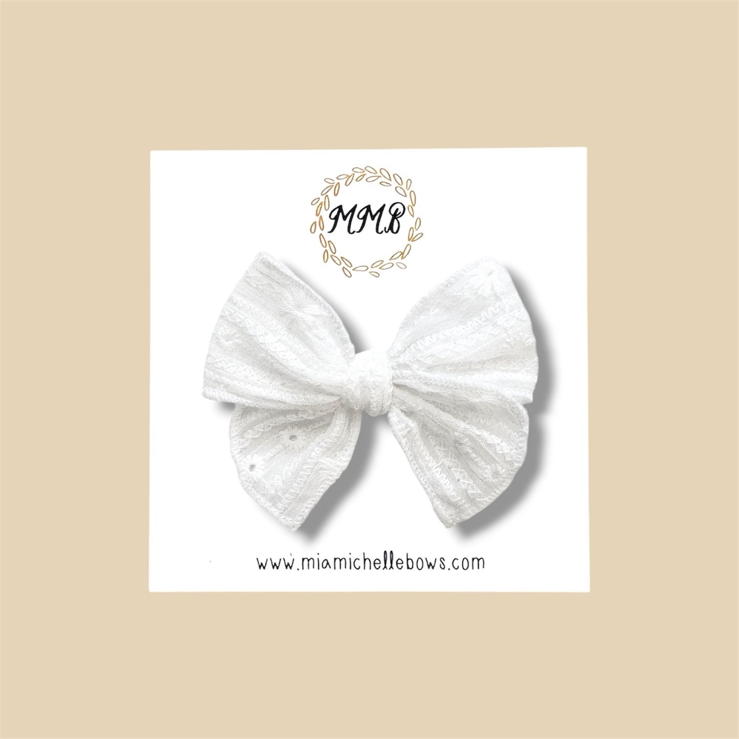 White Lace Eyelet Fairytale Bow