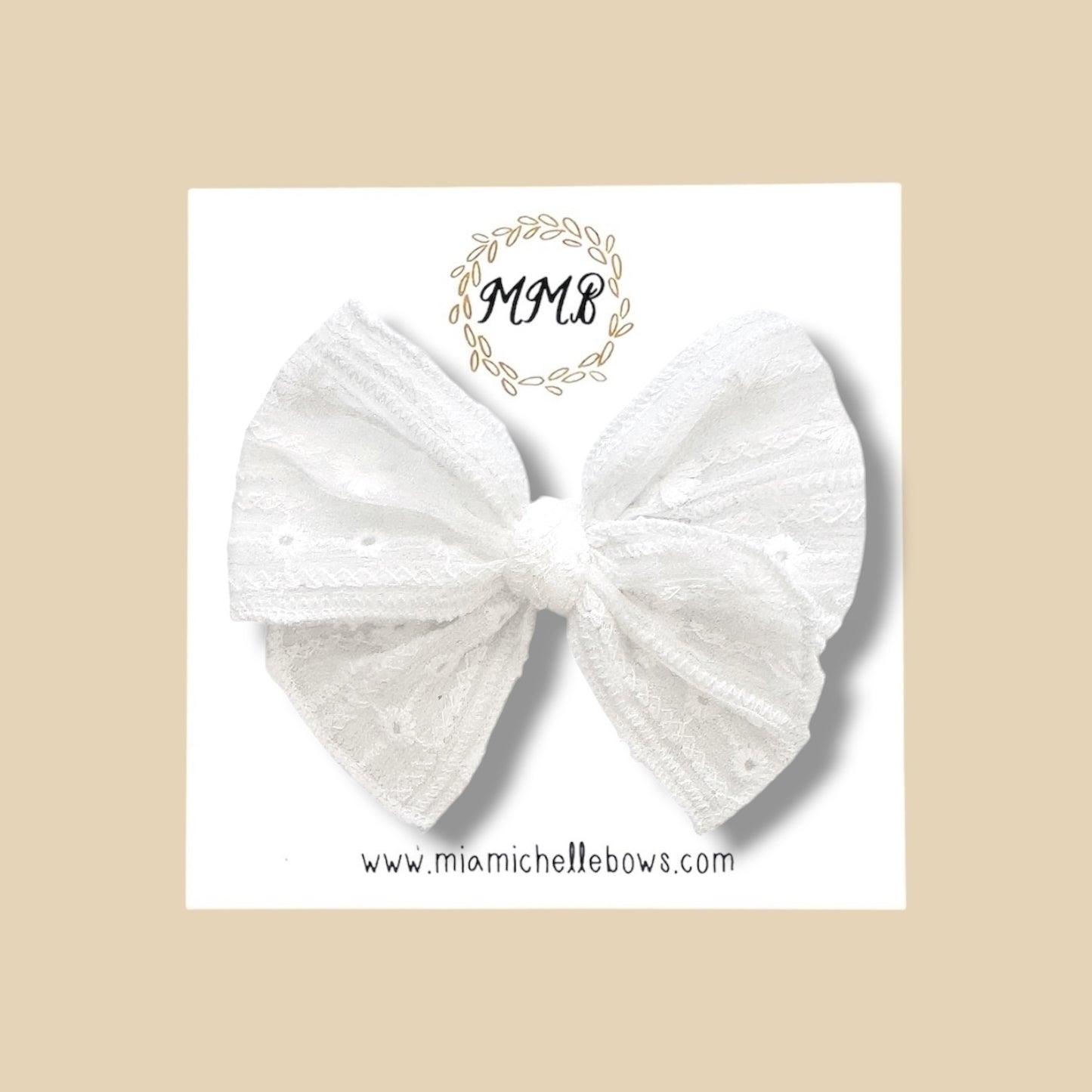 White Lace Eyelet Fairytale Bow
