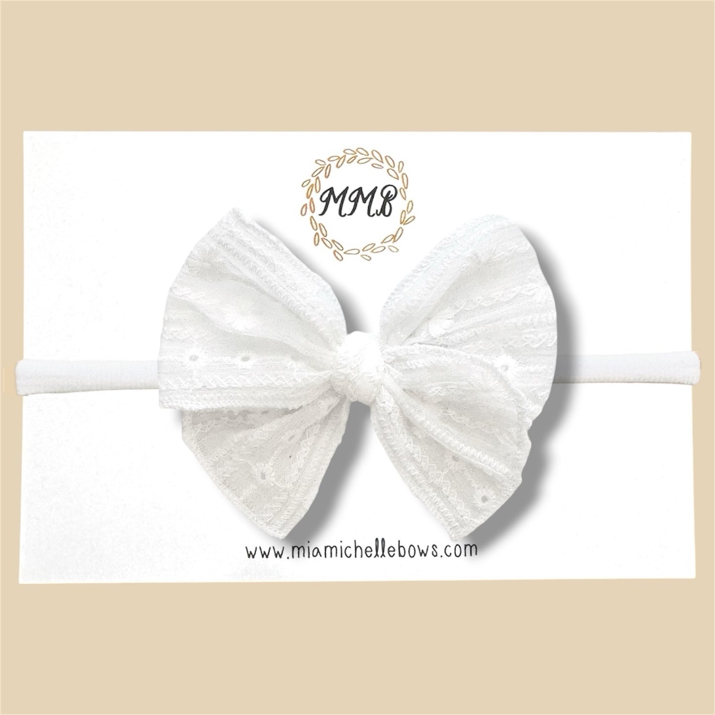 White Lace Eyelet Fairytale Bow