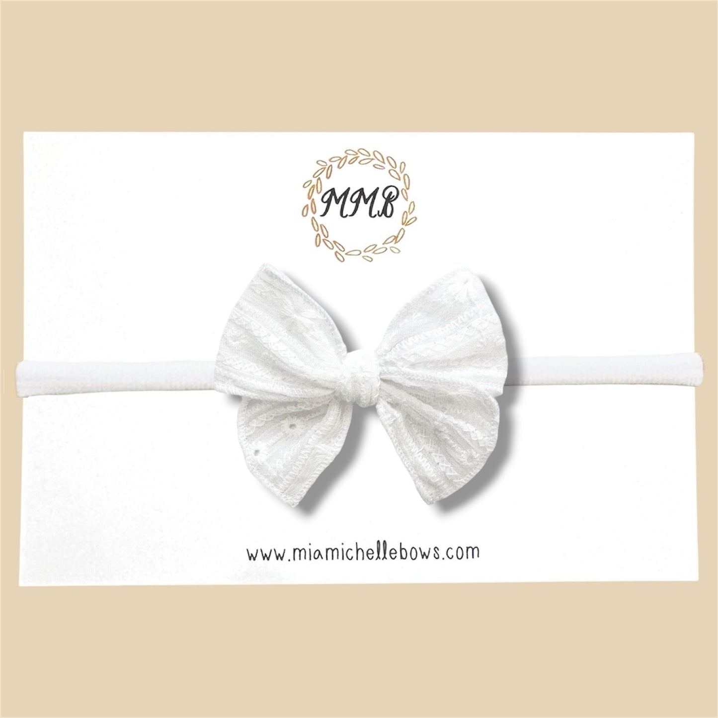 White Lace Eyelet Fairytale Bow